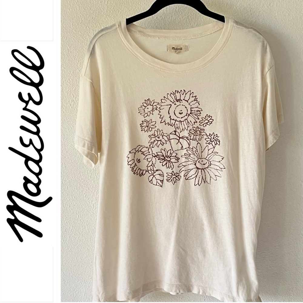 Madewell Floral Graphic Softfade Cotton Classic Cream Oversized Tee Size XS / S